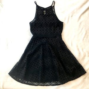 Black Semi Sheer Quilted Dress, Size Small
